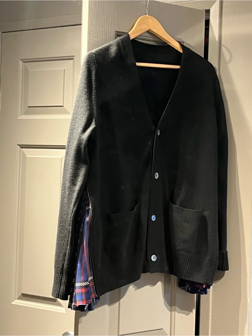Sacai Black V-Neck Button-Front Cardigan